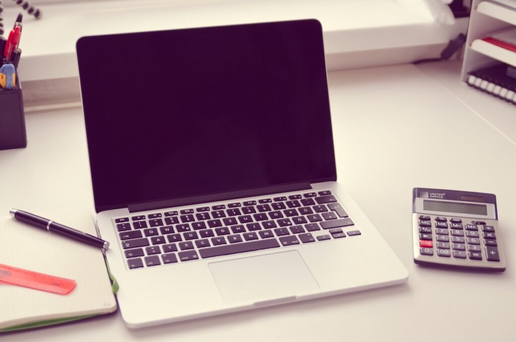 Laptop and Calculator